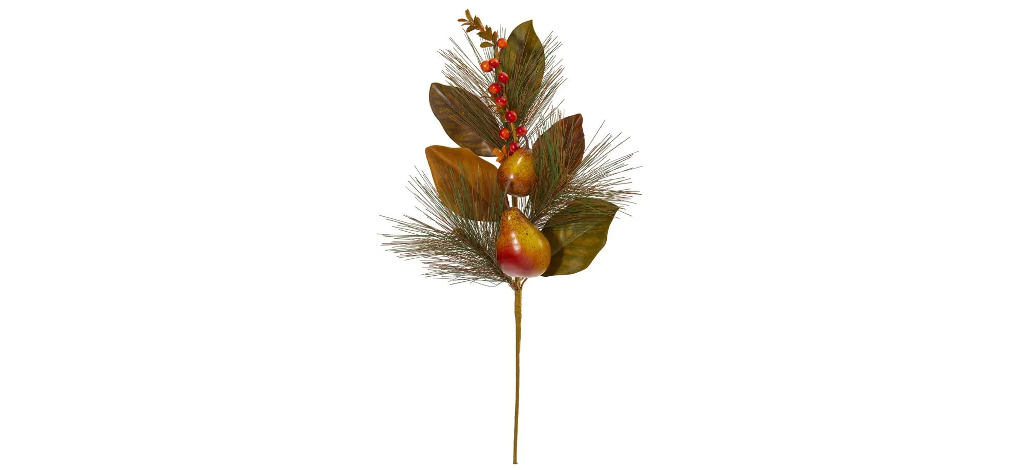 24in. Pear, Pine and Magnolia Leaf Artificial Flower (Set of 6) in Orange by Bellanest