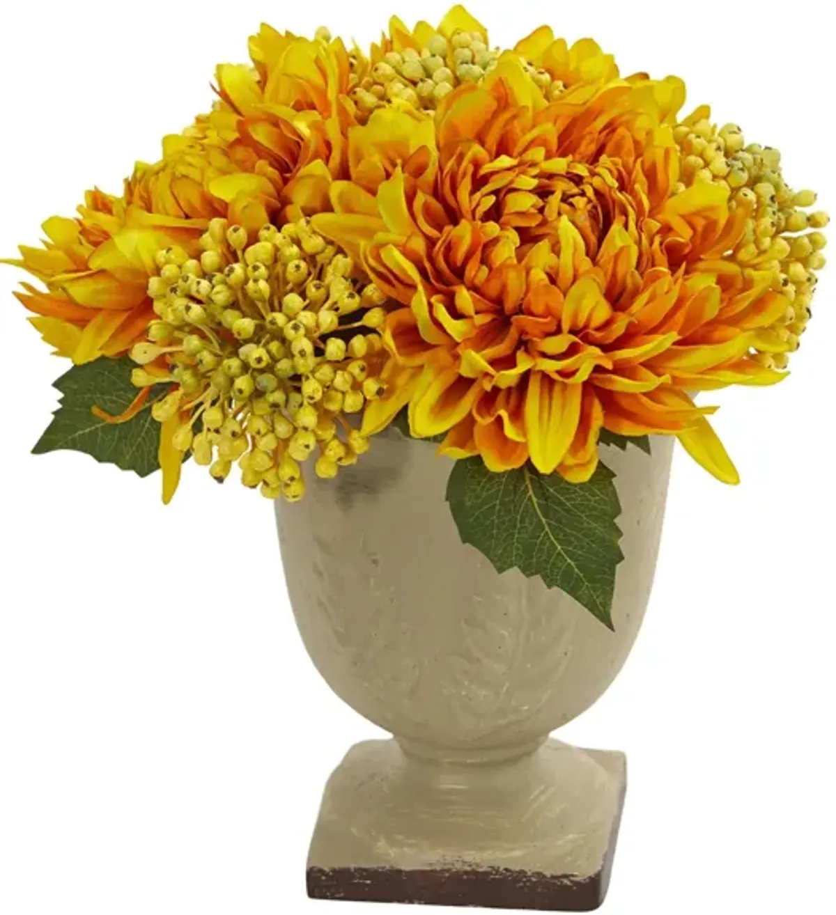 12in. Mum Artificial Arrangement in Yellow by Bellanest