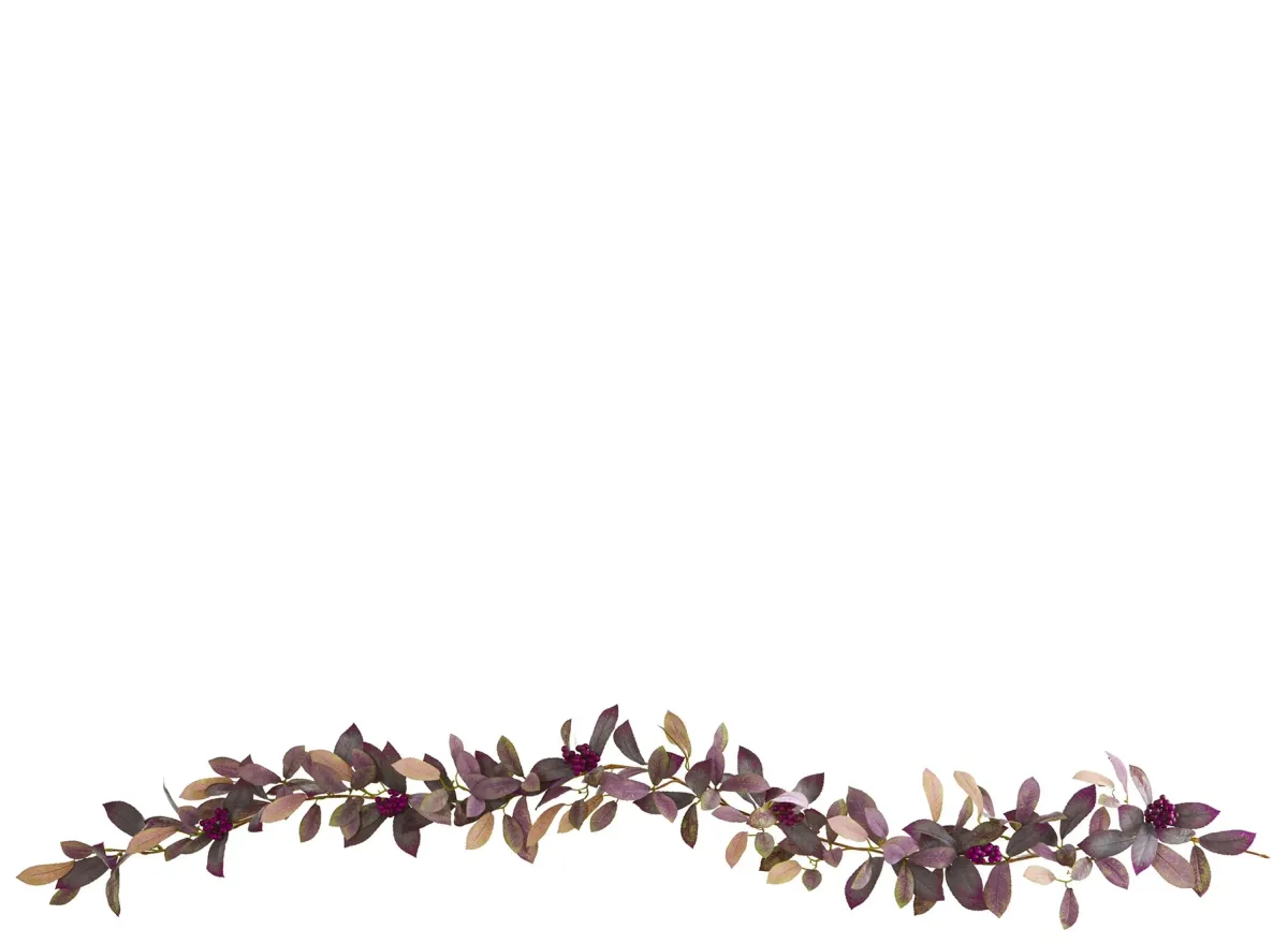 6ft. Fall Laurel Leaf with Berries Artificial Garland (Set of 2) in Purple by Bellanest