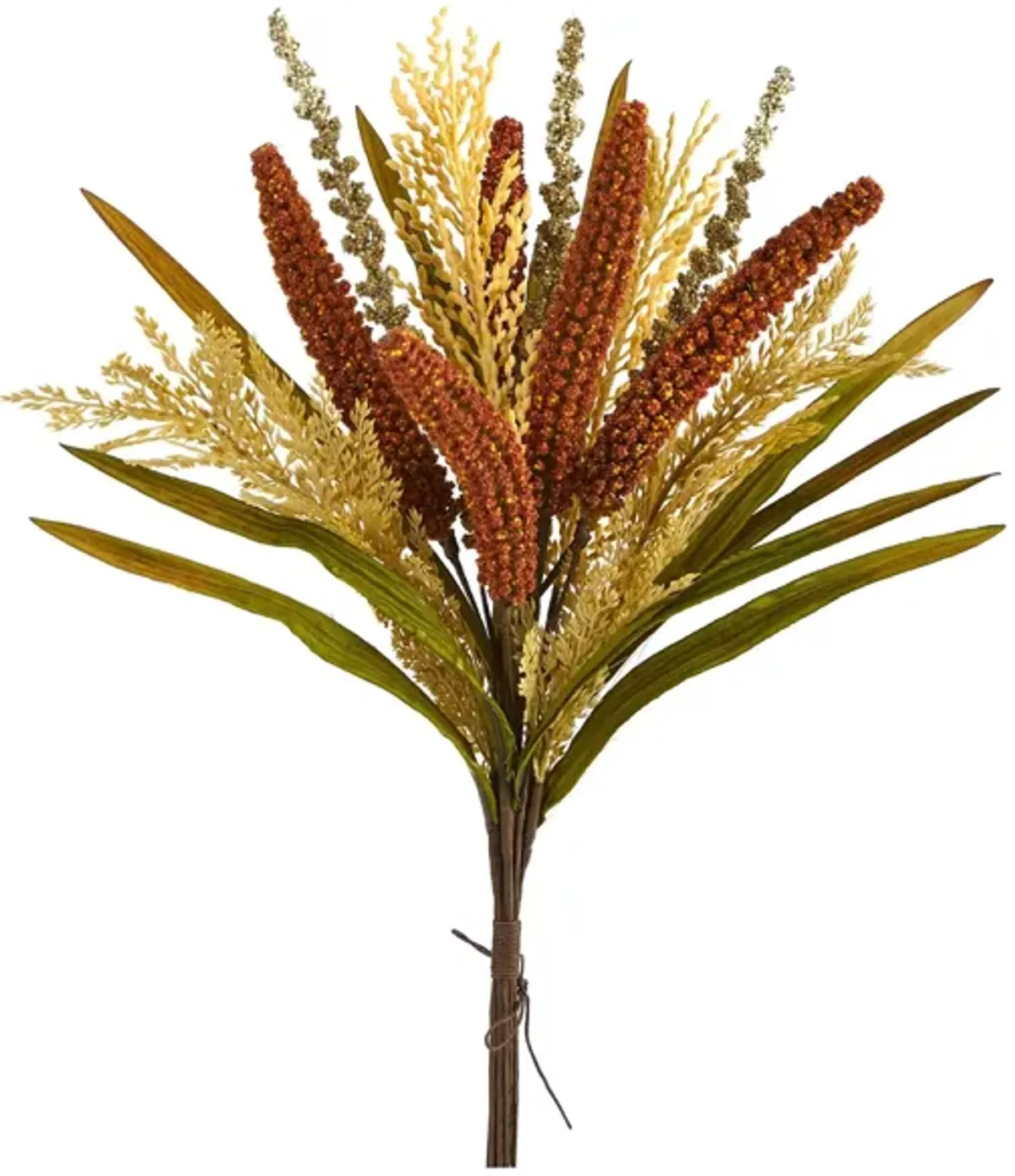 23in. Sorghum Harvest Artificial Bush Flower (Set of 3) in Orange by Bellanest