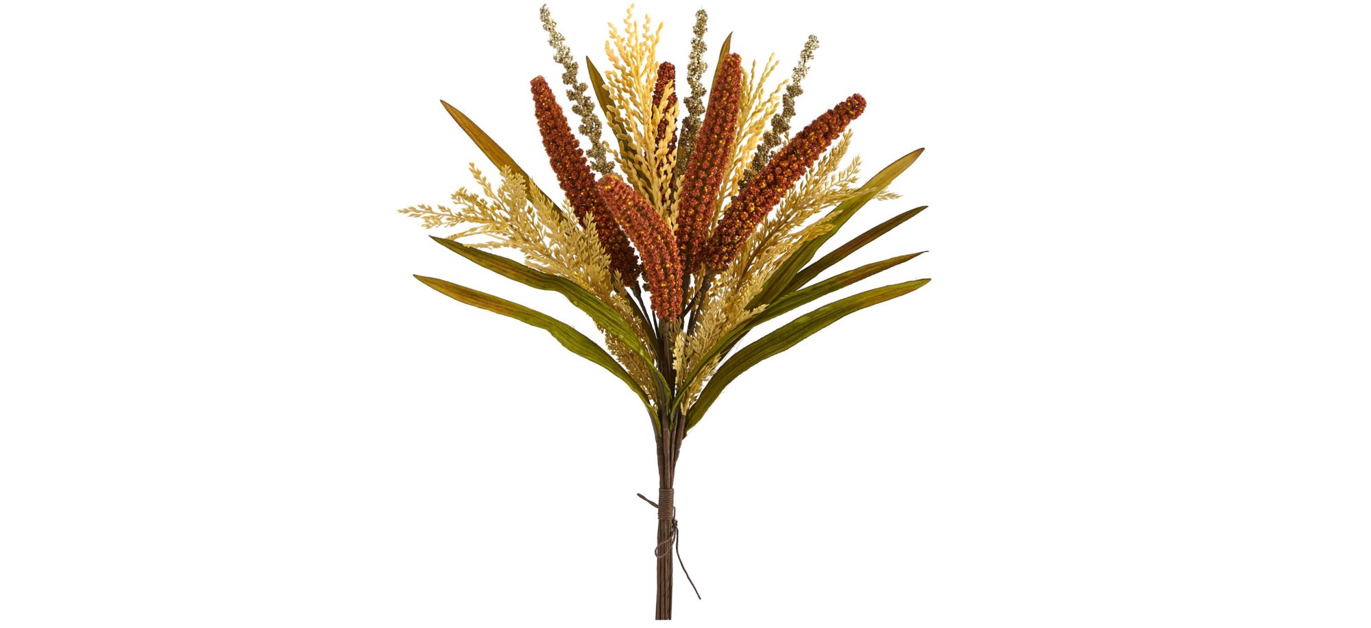 23in. Sorghum Harvest Artificial Bush Flower (Set of 3) in Orange by Bellanest