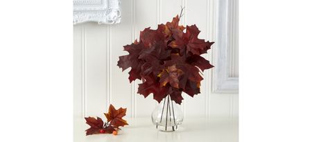 18in. Autumn Maple Leaf Artificial Plant in Burgundy by Bellanest