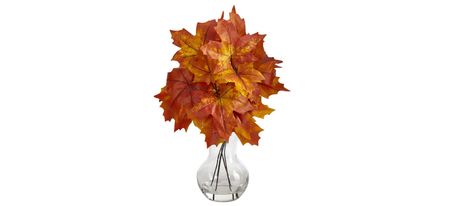 18in. Autumn Maple Leaf Artificial Plant in Orange by Bellanest
