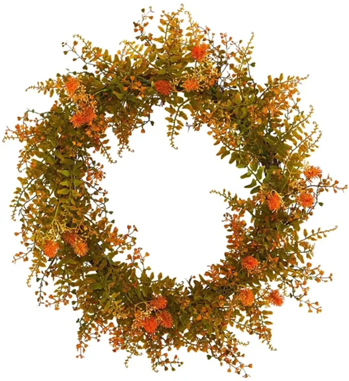 21in. Autumn Fern Artificial Wreath in Orange by Bellanest