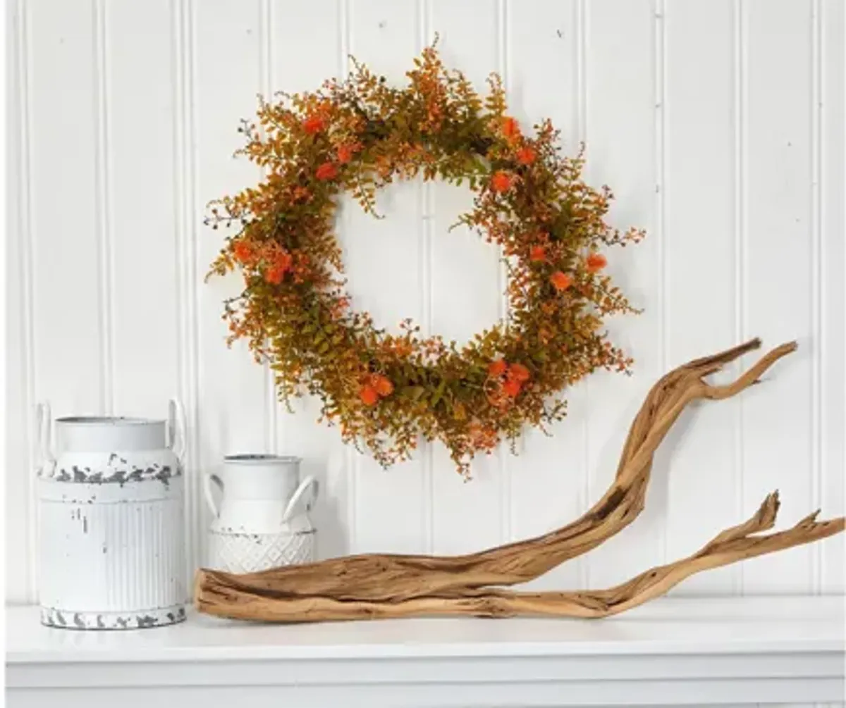 21in. Autumn Fern Artificial Wreath