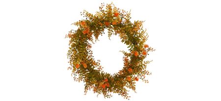 21in. Autumn Fern Artificial Wreath in Orange by Bellanest
