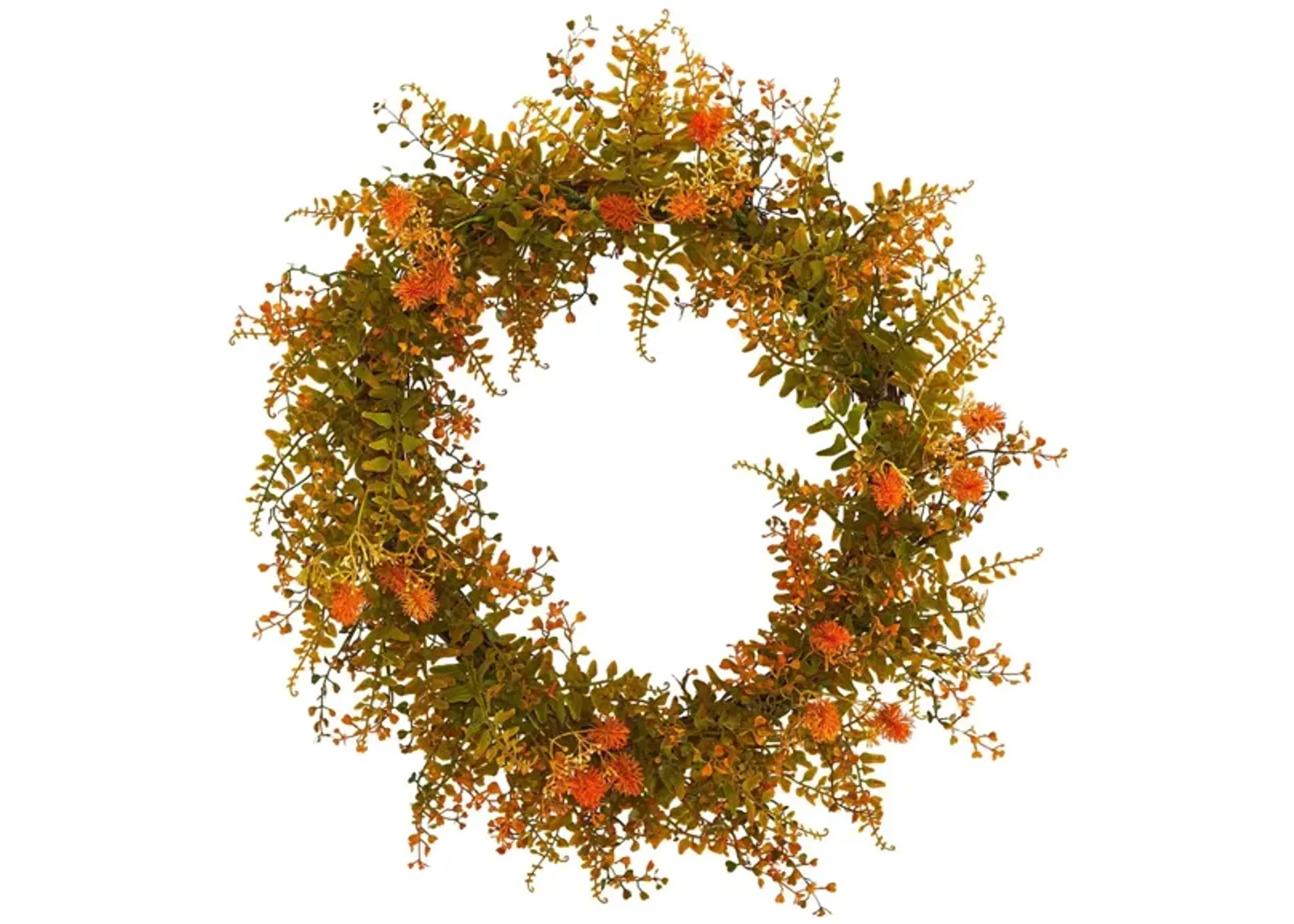 21in. Autumn Fern Artificial Wreath in Orange by Bellanest