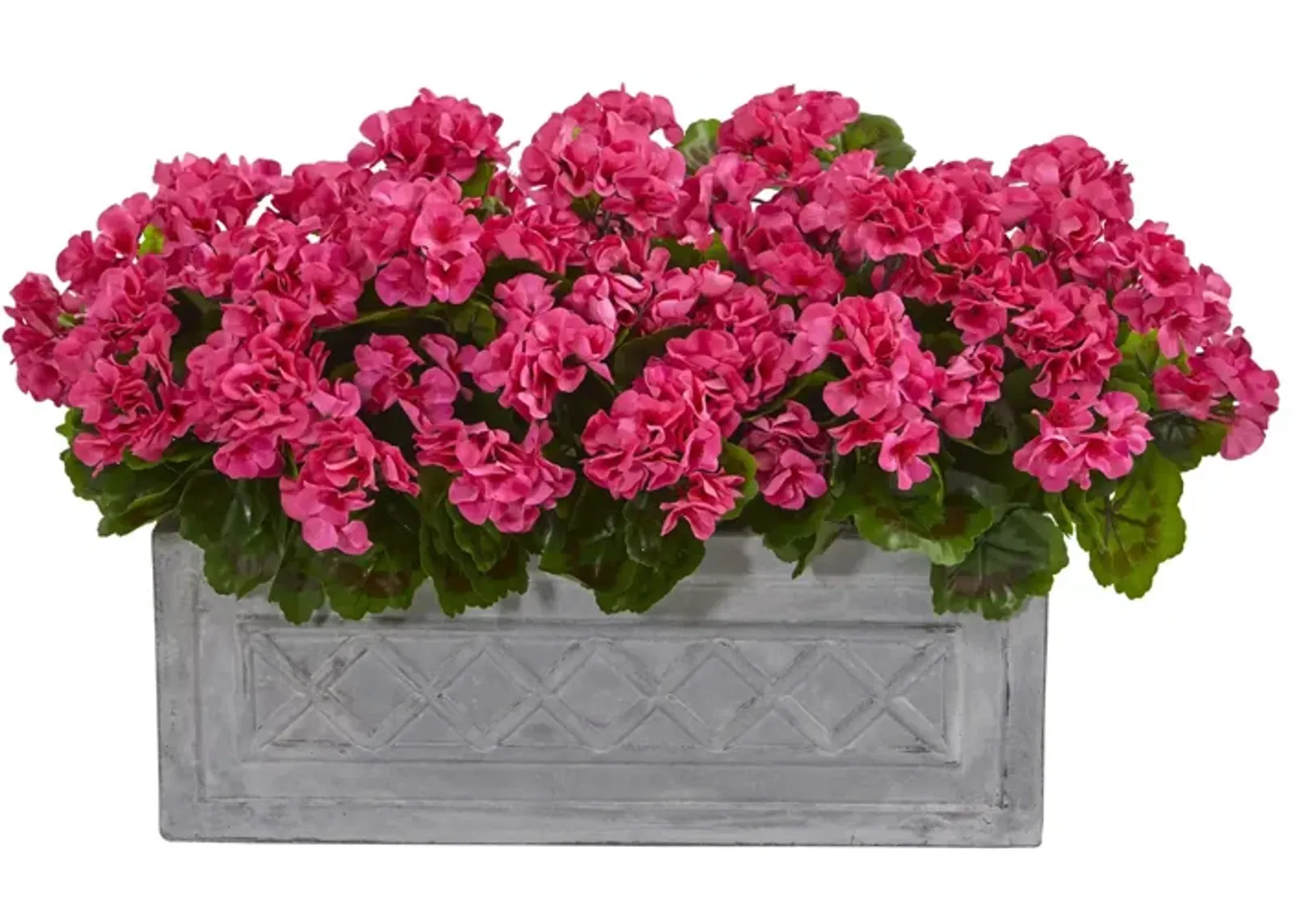 18in. Geranium Artificial Plant in Stone Planter (Indoor/Outdoor) in Beauty by Bellanest