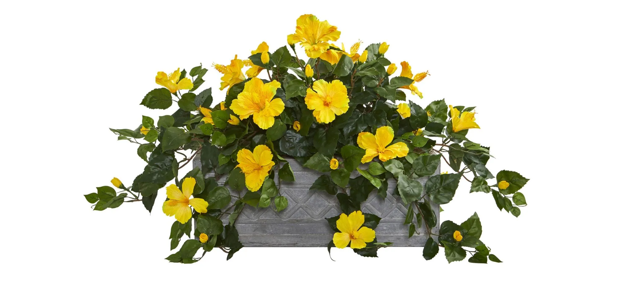 Hibiscus Artificial Plant in Stone Planter in Yellow by Bellanest