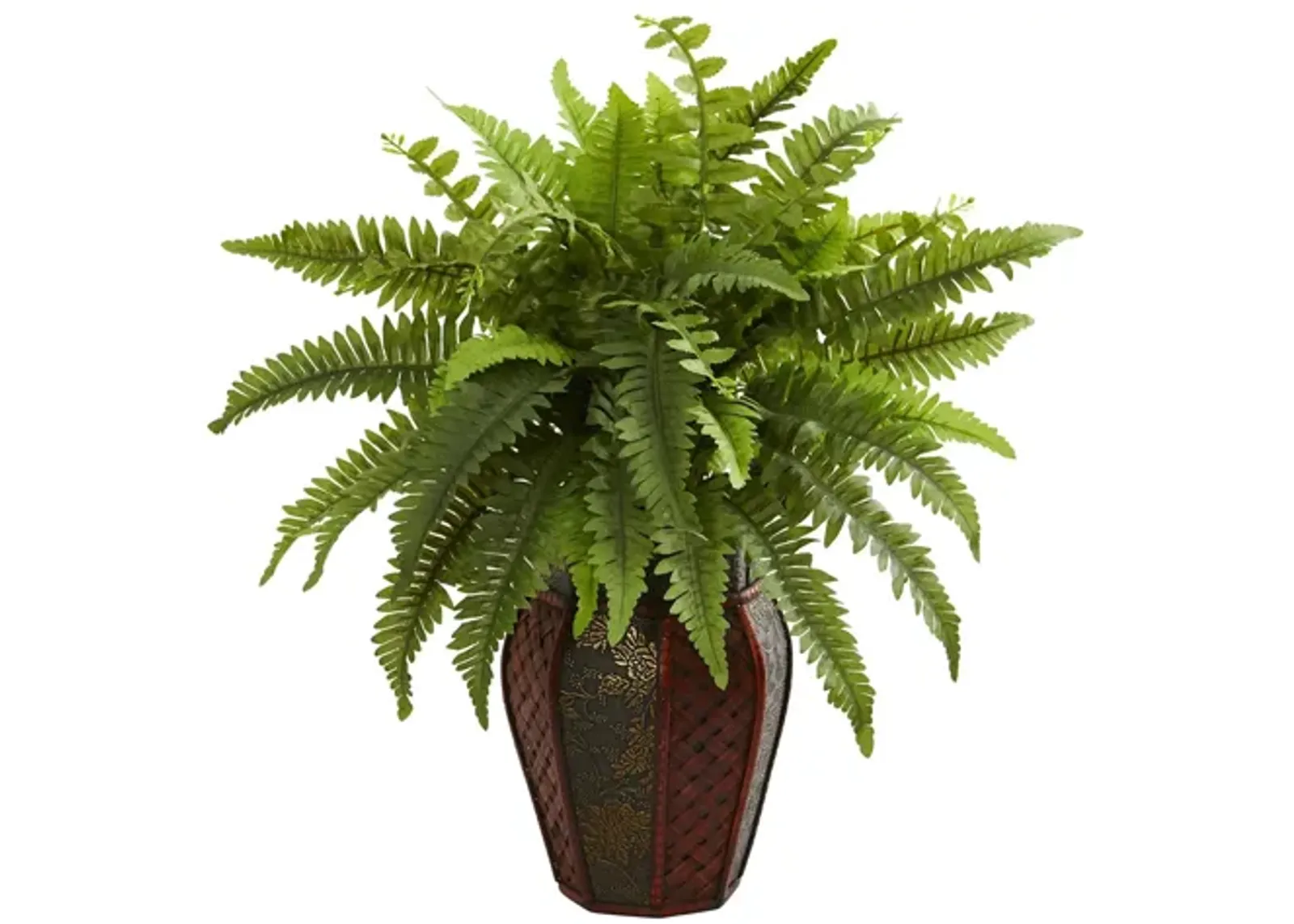 Boston Fern Artificial Plant in Decorative Planter in Green by Bellanest