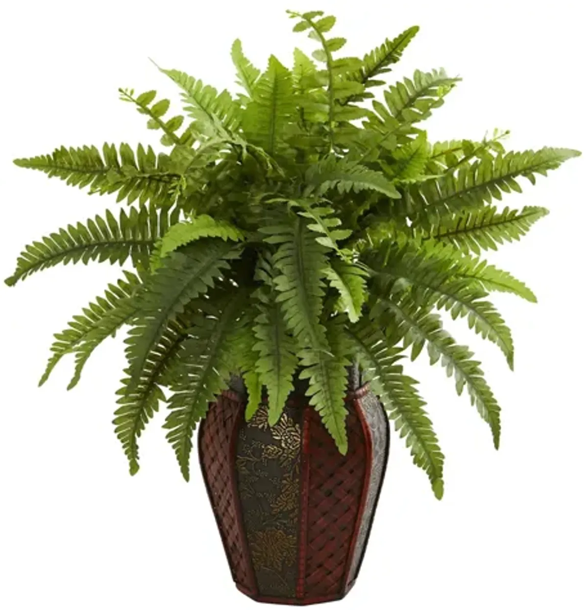 Boston Fern Artificial Plant in Decorative Planter in Green by Bellanest