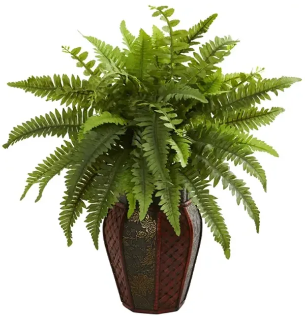 Boston Fern Artificial Plant in Decorative Planter