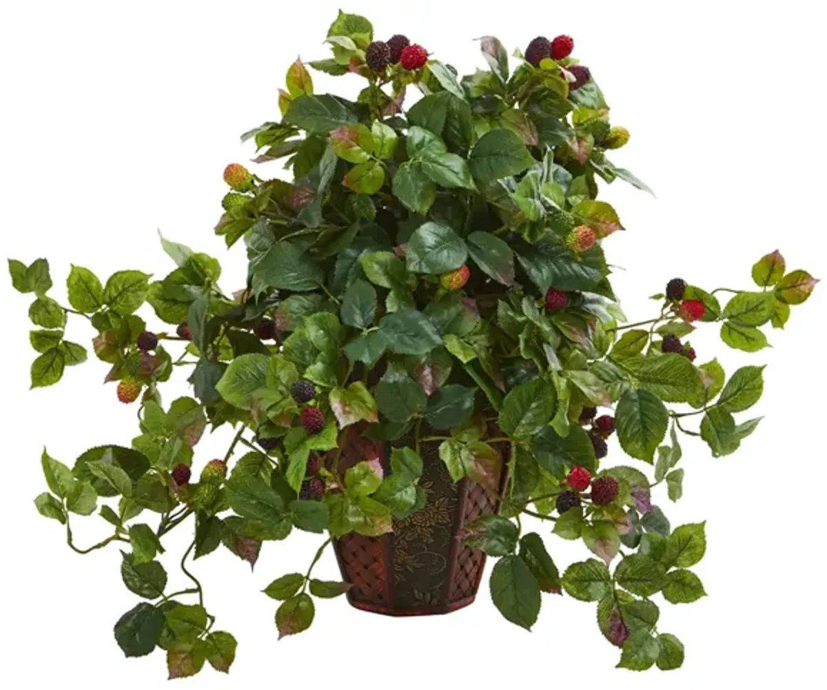 Raspberry Artificial Plant in Decorative Planter