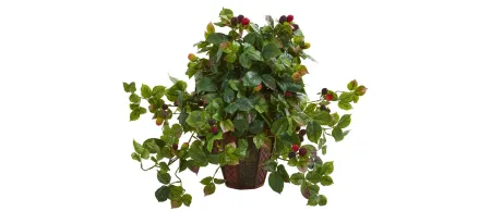 Raspberry Artificial Plant in Decorative Planter in Green by Bellanest