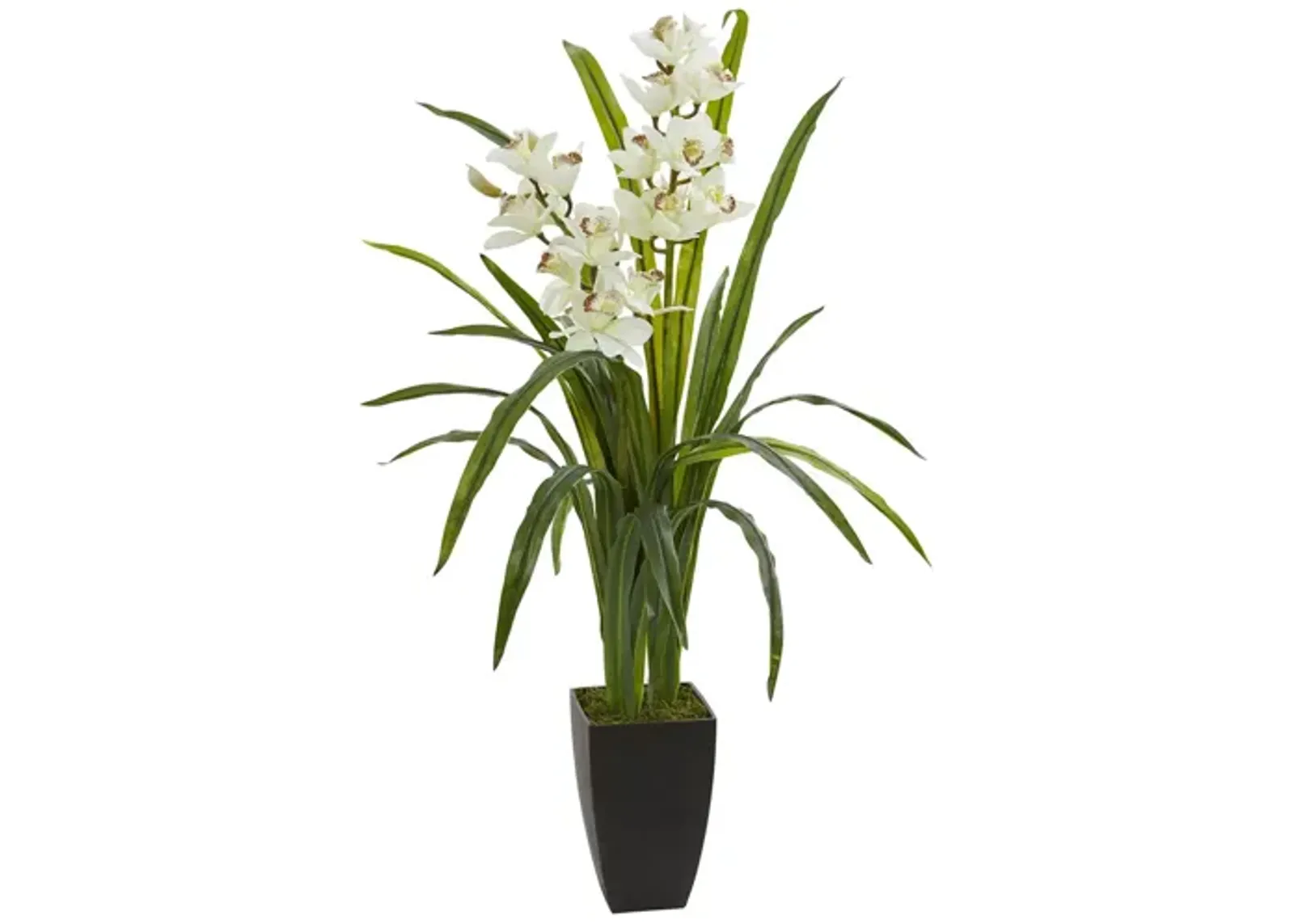 39in. Cymbidium Orchid Artificial Plant in White by Bellanest