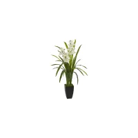 39in. Cymbidium Orchid Artificial Plant in White by Bellanest