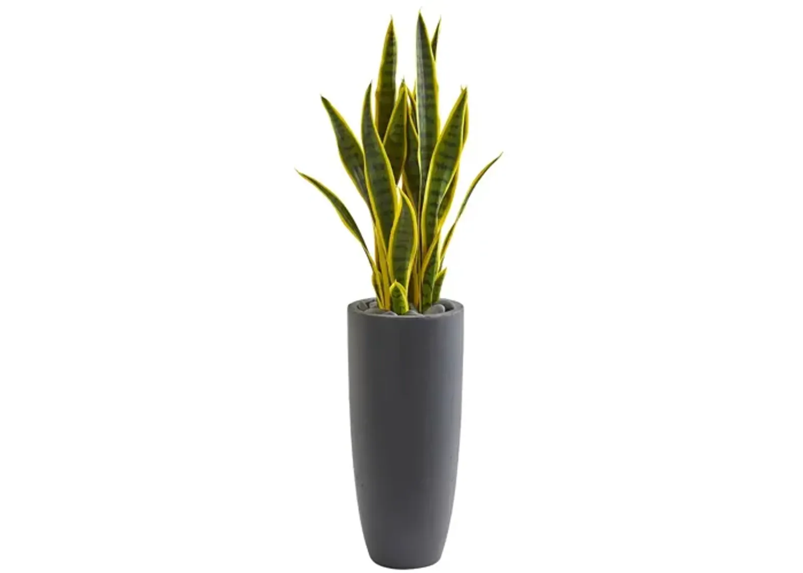 3ft. Sansevieria Artificial Plant in Gray Bullet Planter in Green by Bellanest