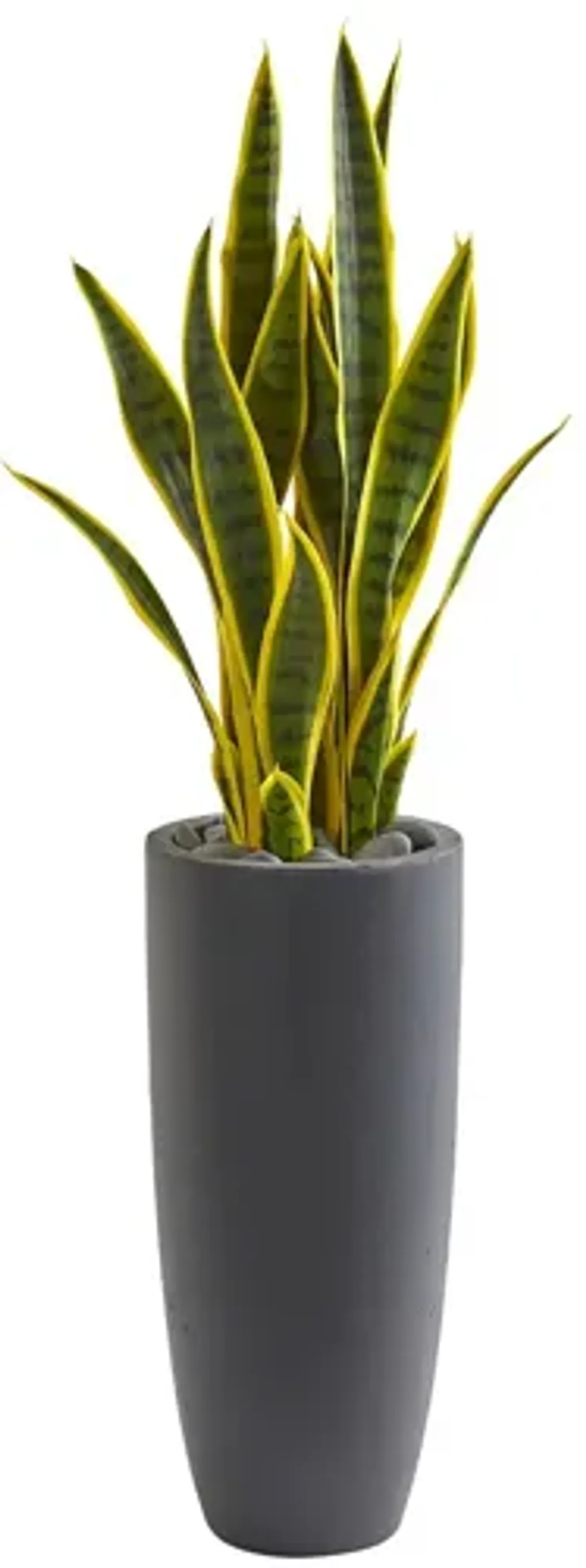 3ft. Sansevieria Artificial Plant in Gray Bullet Planter in Green by Bellanest