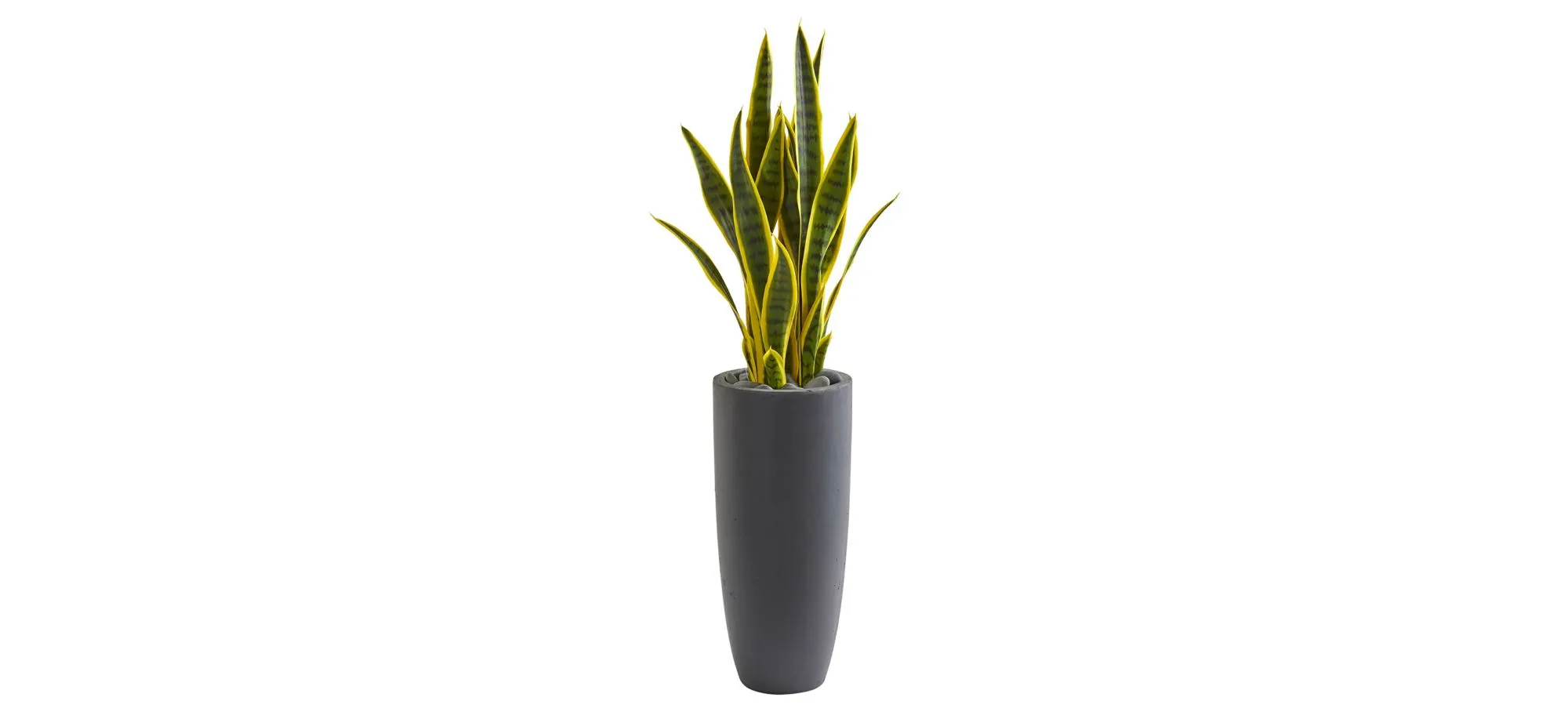 3ft. Sansevieria Artificial Plant in Gray Bullet Planter in Green by Bellanest