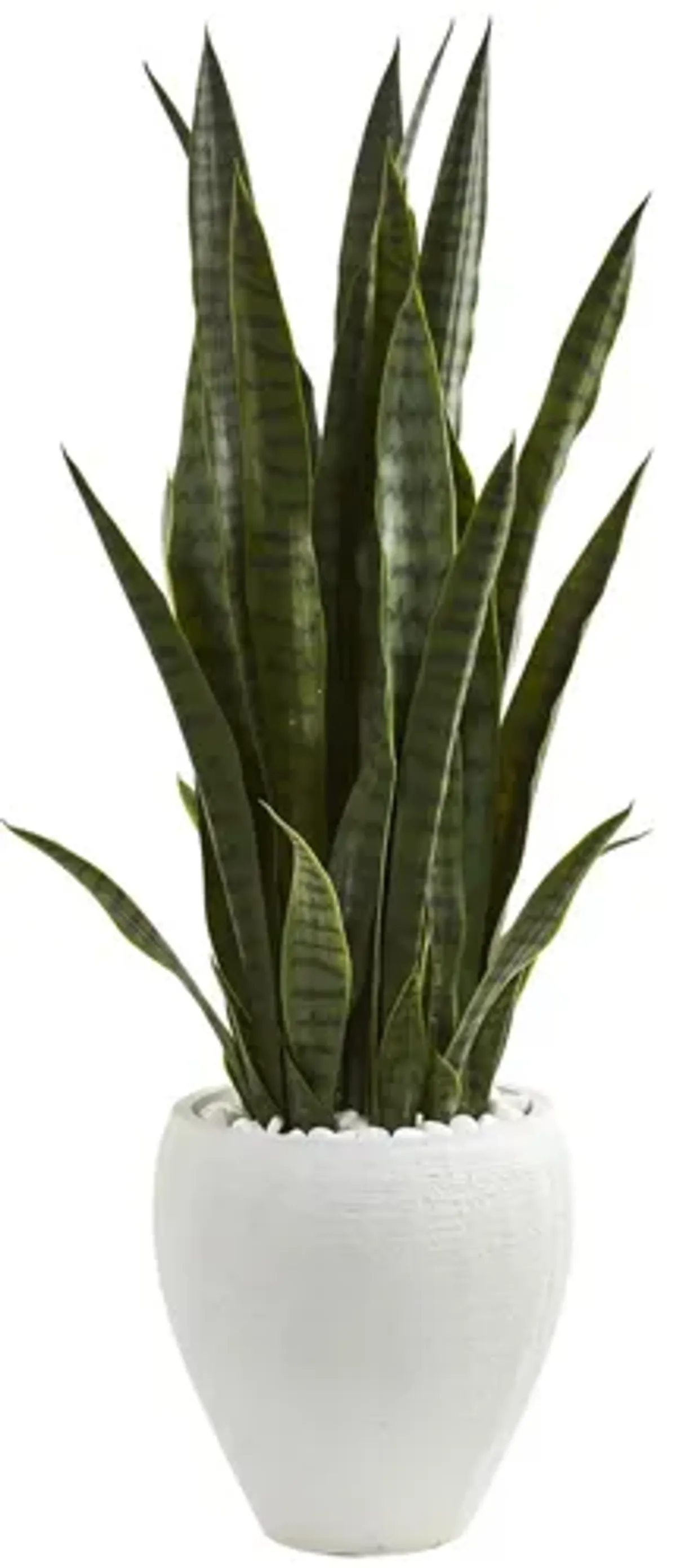 3.5ft. Sansevieria Artificial Plant in White Planter in Green by Bellanest