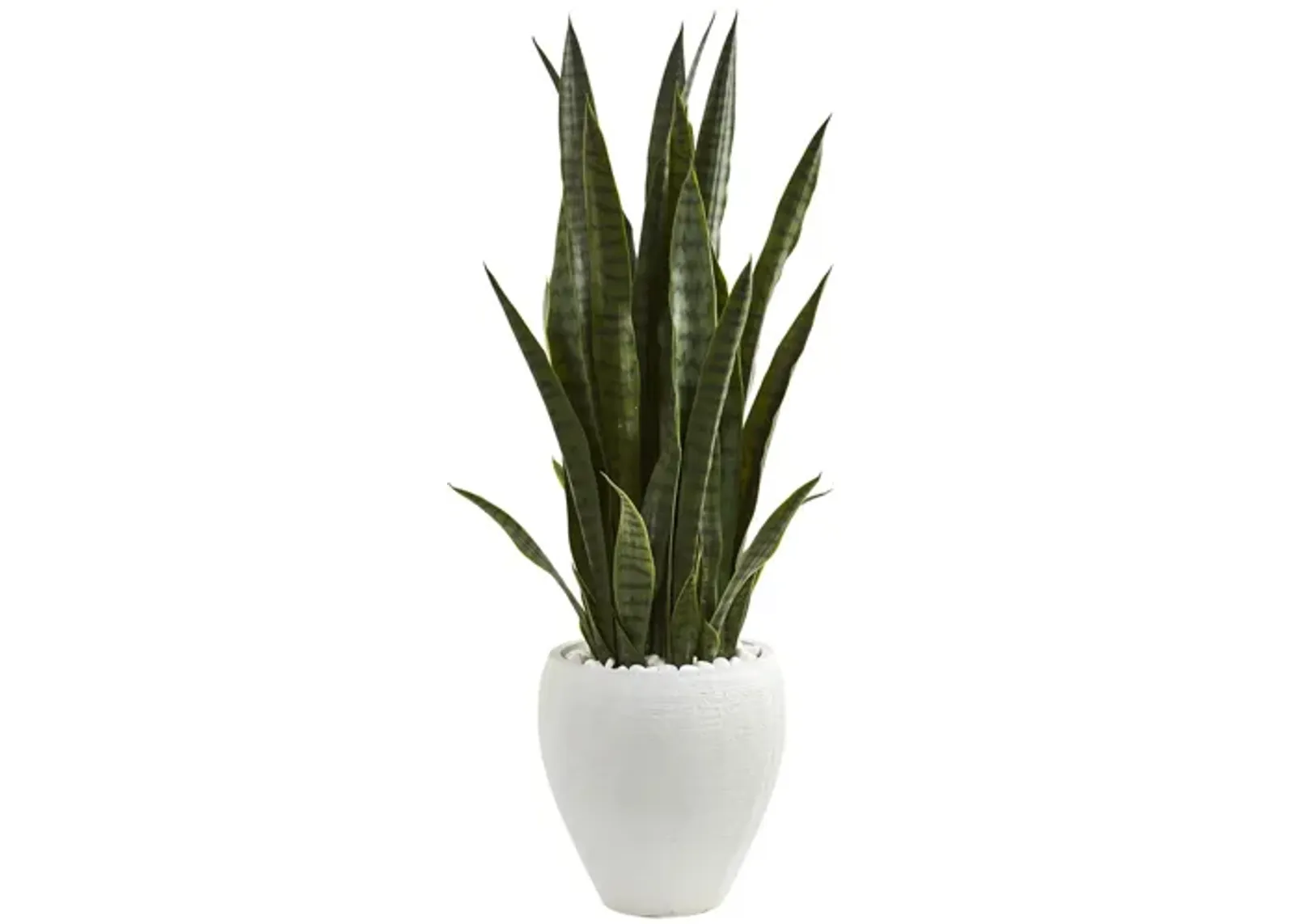 3.5ft. Sansevieria Artificial Plant in White Planter in Green by Bellanest