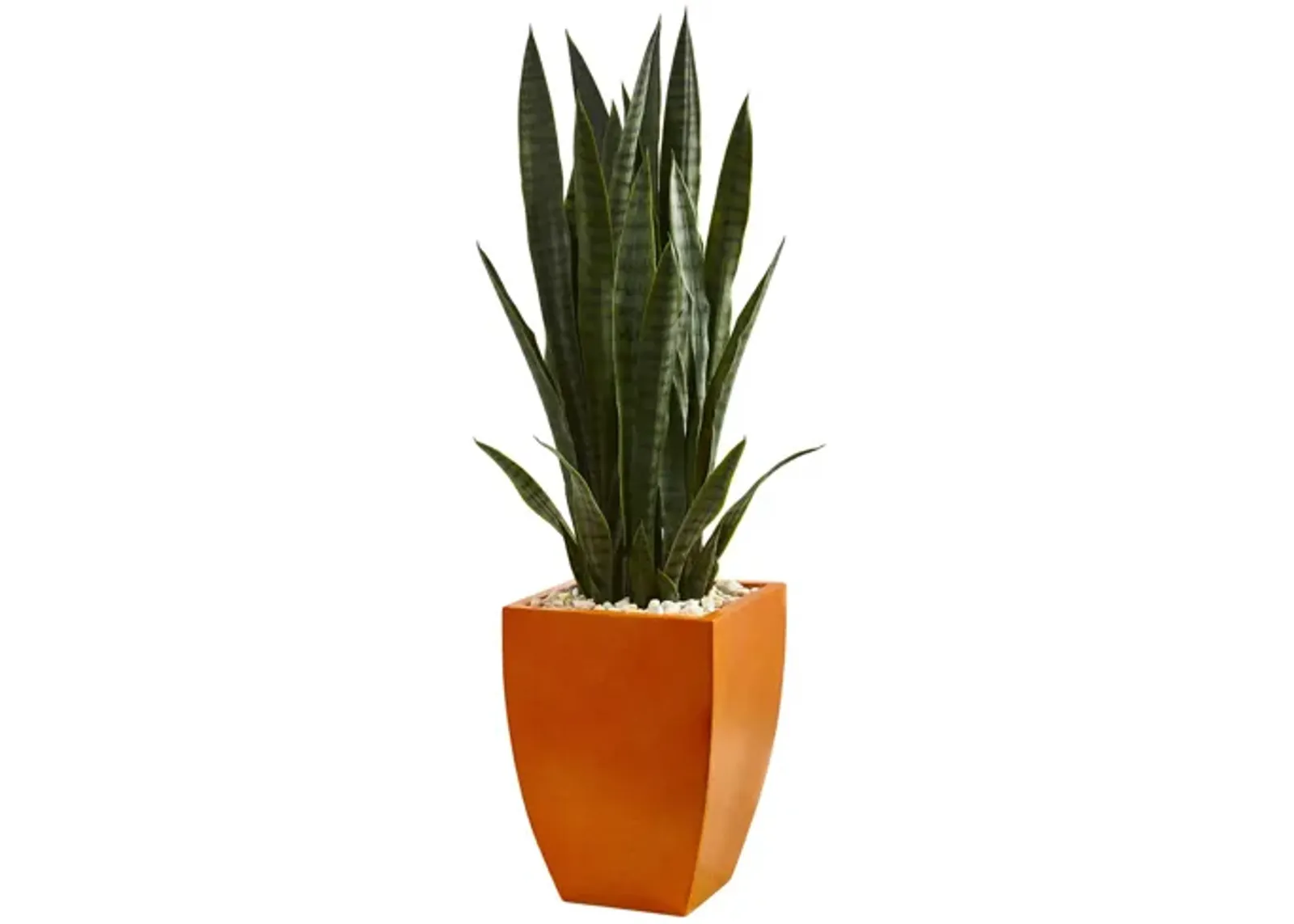 4ft. Sansevieria Artificial Plant in Orange Planter