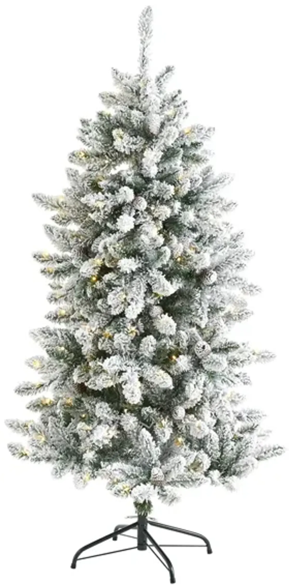 5ft. Pre-Lit Flocked Livingston Fir Artificial Christmas Tree in Green by Bellanest