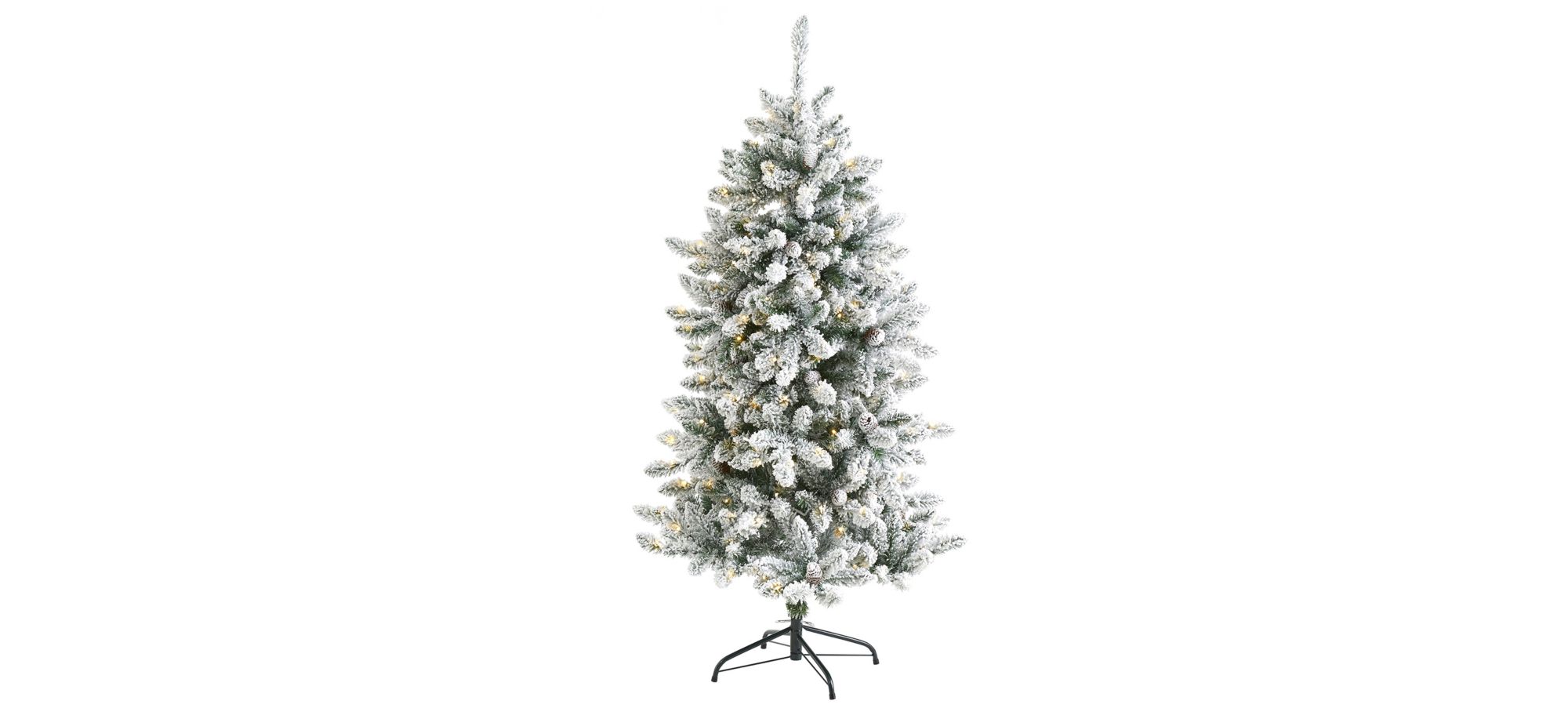 5ft. Pre-Lit Flocked Livingston Fir Artificial Christmas Tree in Green by Bellanest