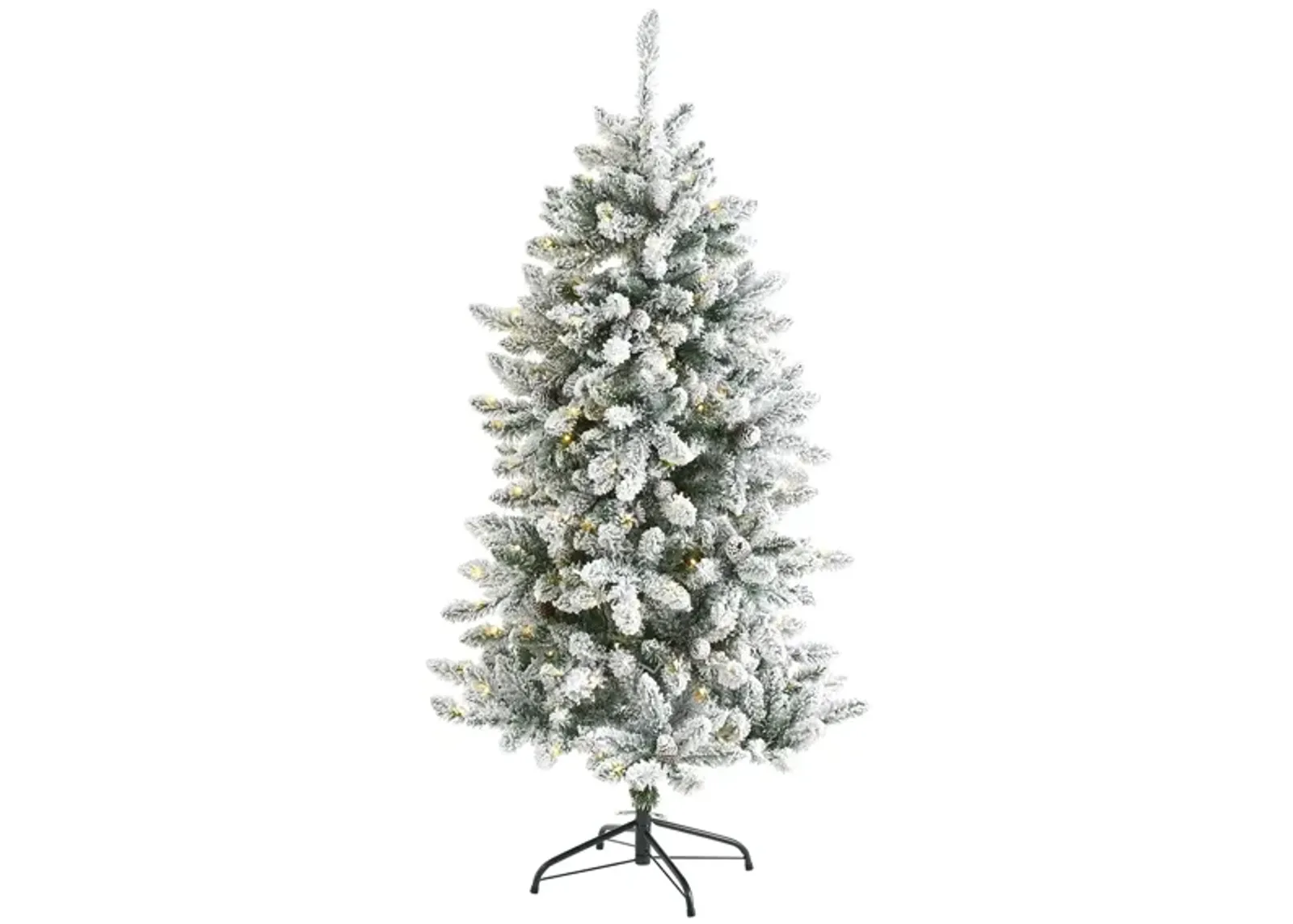 5ft. Pre-Lit Flocked Livingston Fir Artificial Christmas Tree in Green by Bellanest