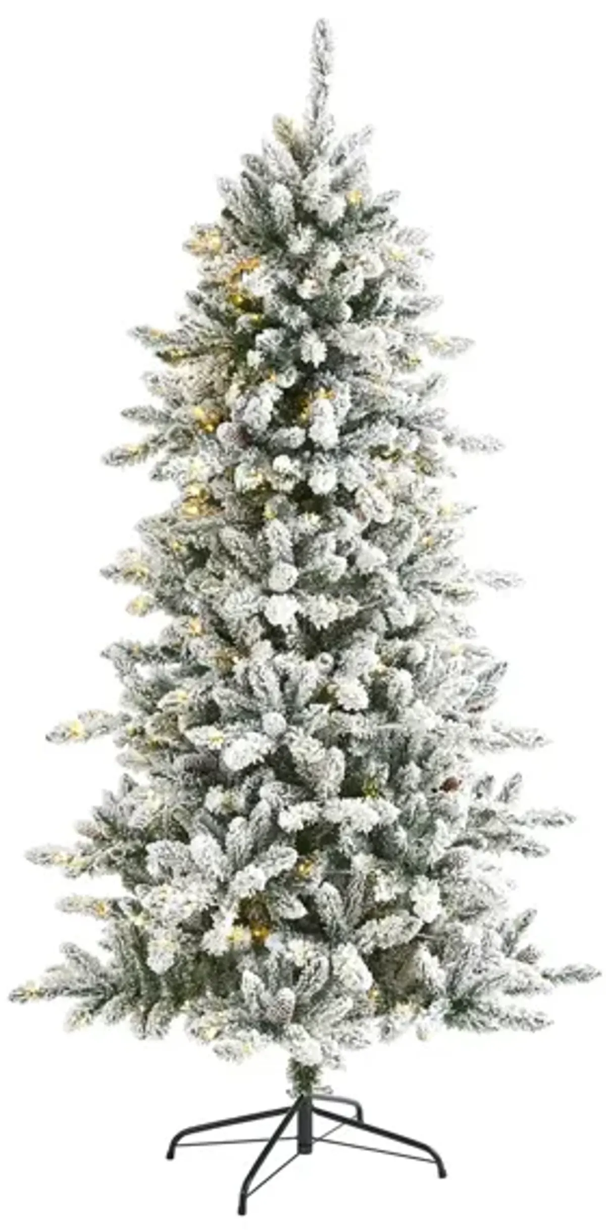 6ft. Pre-Lit Flocked Livingston Fir Artificial Christmas Tree in Green by Bellanest