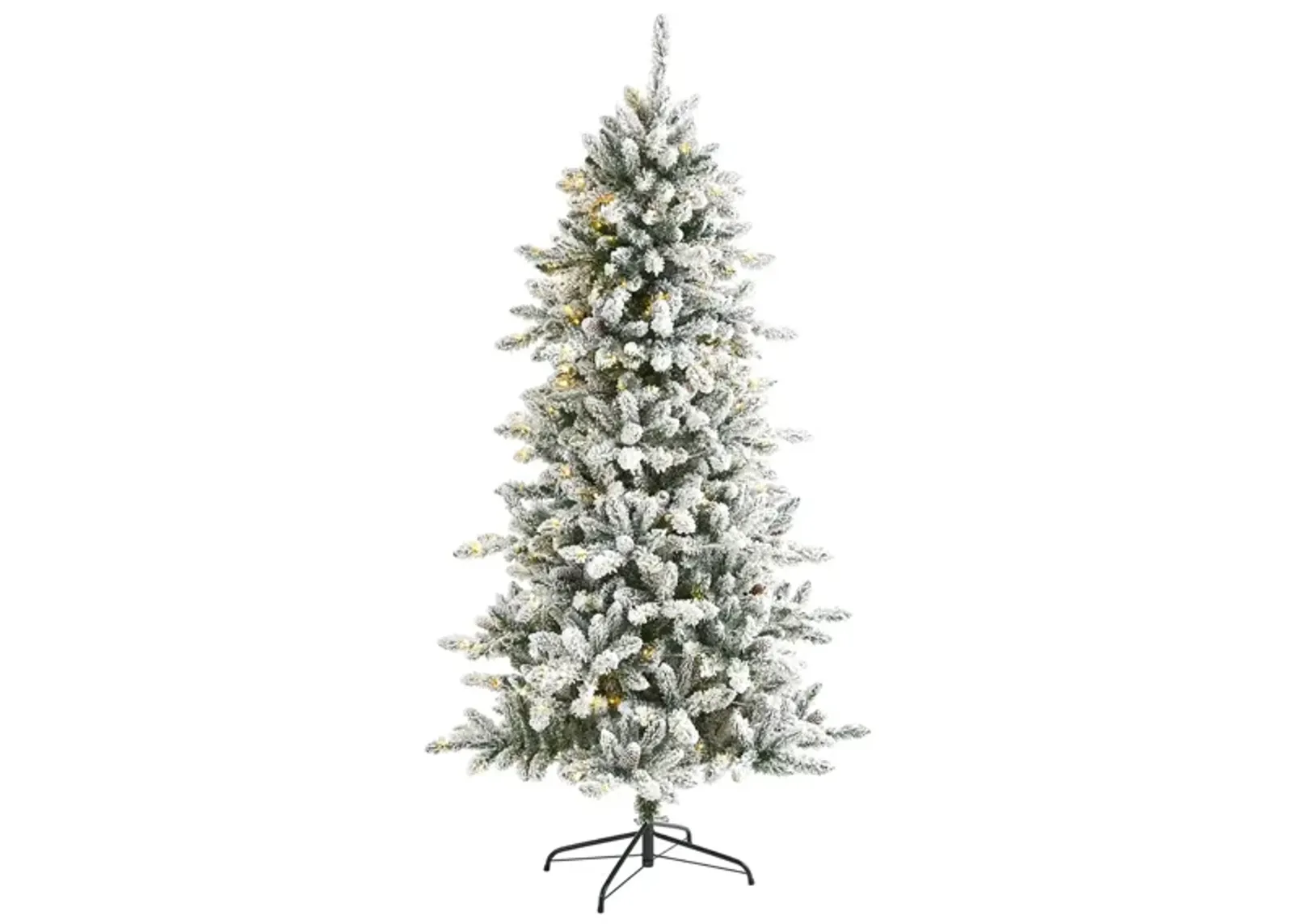 6ft. Pre-Lit Flocked Livingston Fir Artificial Christmas Tree in Green by Bellanest