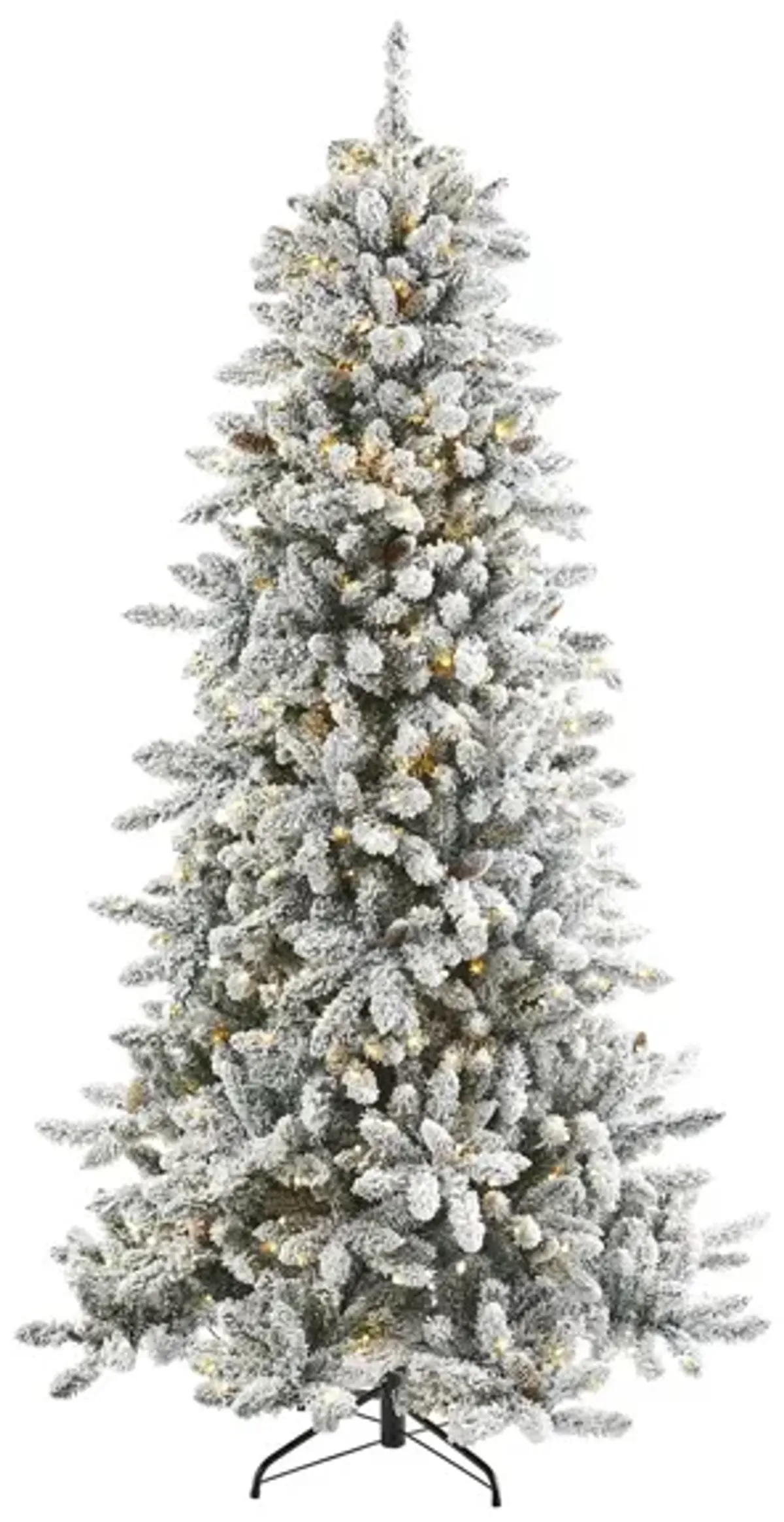 7.5ft. Pre-Lit Flocked Livingston Fir Artificial Christmas Tree in Green by Bellanest