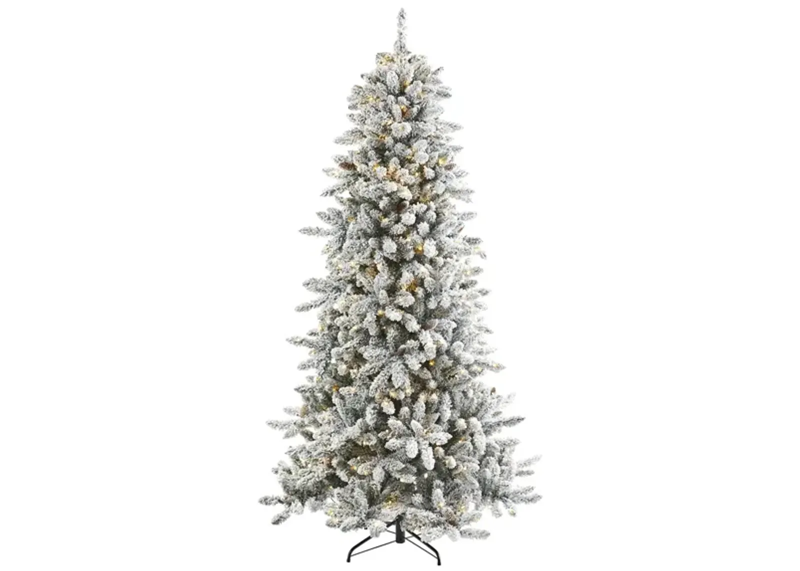 7.5ft. Pre-Lit Flocked Livingston Fir Artificial Christmas Tree in Green by Bellanest