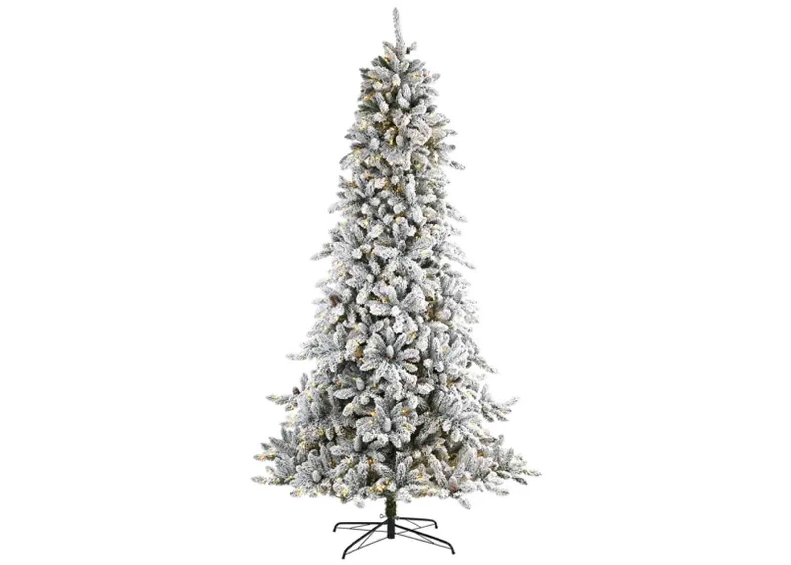 9ft. Pre-Lit Flocked Livingston Fir Artificial Christmas Tree in Green by Bellanest