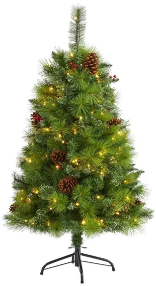 4ft. Pre-Lit Montana Mixed Pine Artificial Christmas Tree in Green by Bellanest