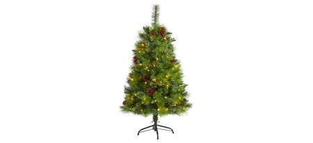 4ft. Pre-Lit Montana Mixed Pine Artificial Christmas Tree in Green by Bellanest