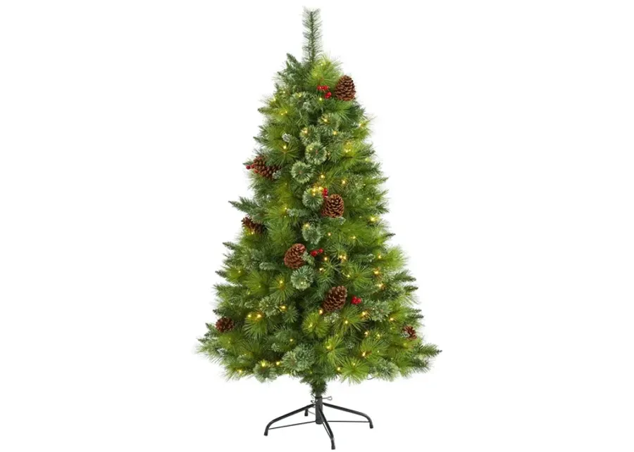 5ft. Pre-Lit Montana Mixed Pine Artificial Christmas Tree in Green by Bellanest