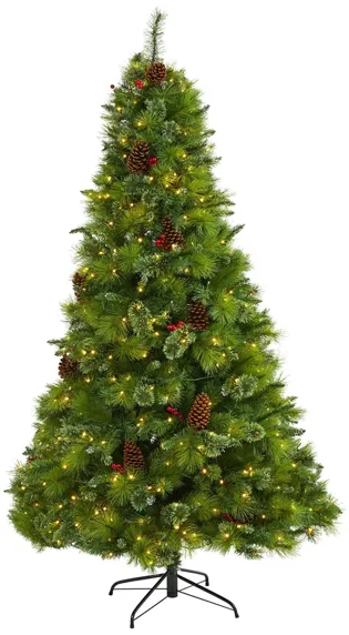 7ft. Pre-Lit Montana Mixed Pine Artificial Christmas Tree in Green by Bellanest