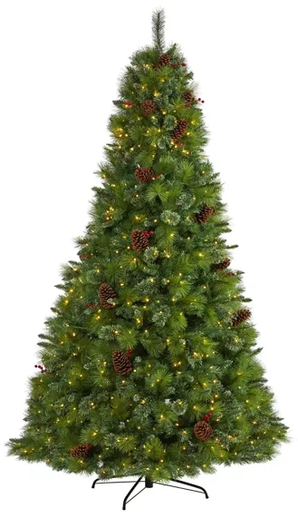 8ft. Pre-Lit Montana Mixed Pine Artificial Christmas Tree in Green by Bellanest