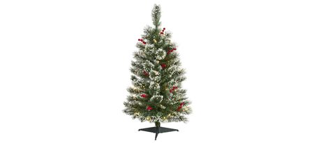 3ft. Pre-Lit Frosted Swiss Pine Artificial Christmas Tree in Green by Bellanest
