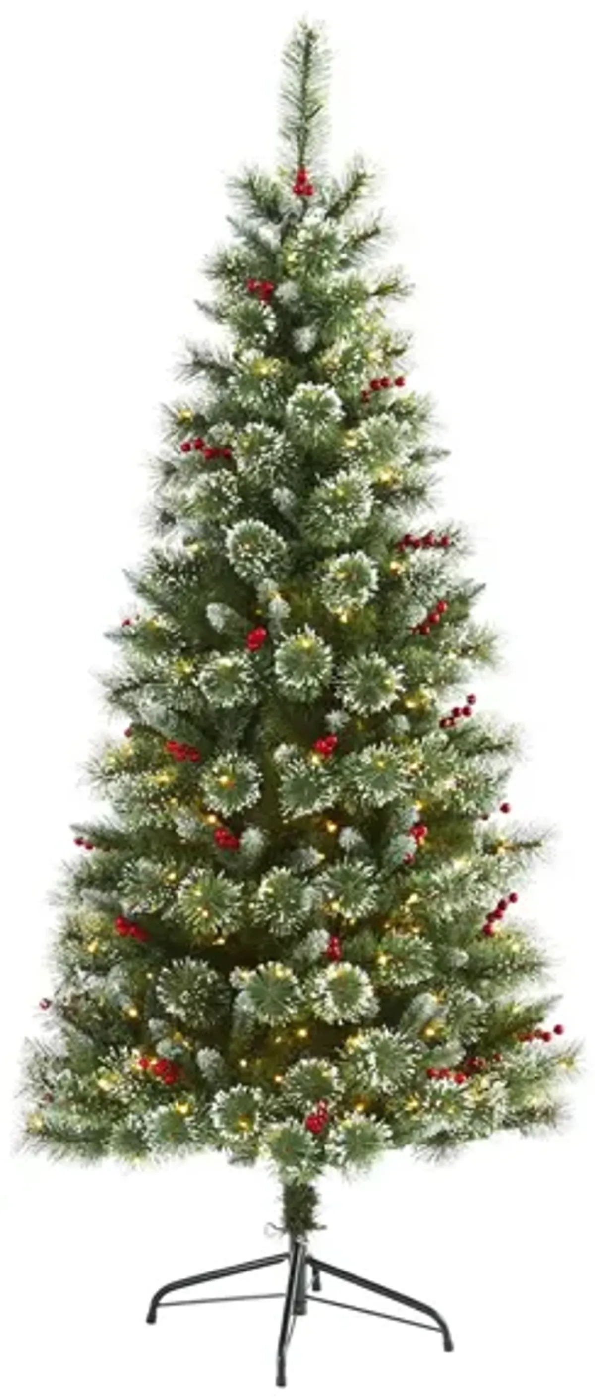 6ft. Pre-Lit Frosted Swiss Pine Artificial Christmas Tree in Green by Bellanest