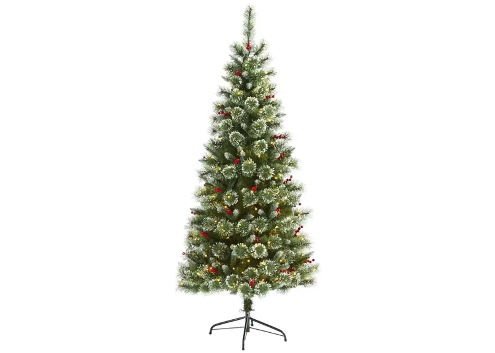 6ft. Pre-Lit Frosted Swiss Pine Artificial Christmas Tree in Green by Bellanest