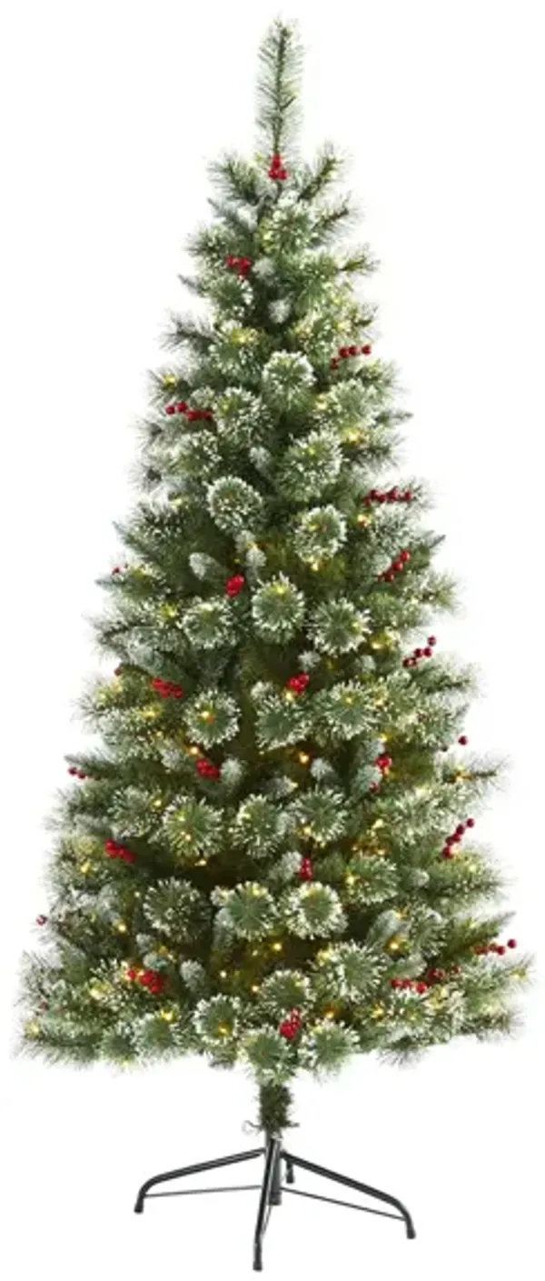 6ft. Pre-Lit Frosted Swiss Pine Artificial Christmas Tree