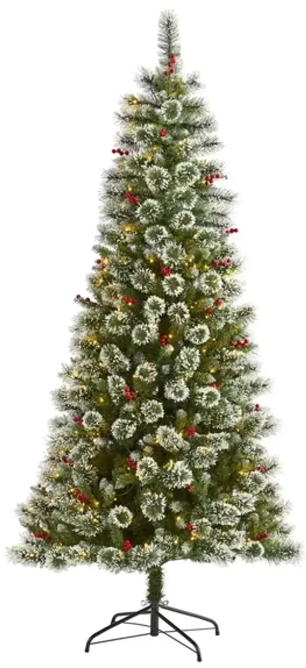 7ft. Pre-Lit Frosted Swiss Pine Artificial Christmas Tree