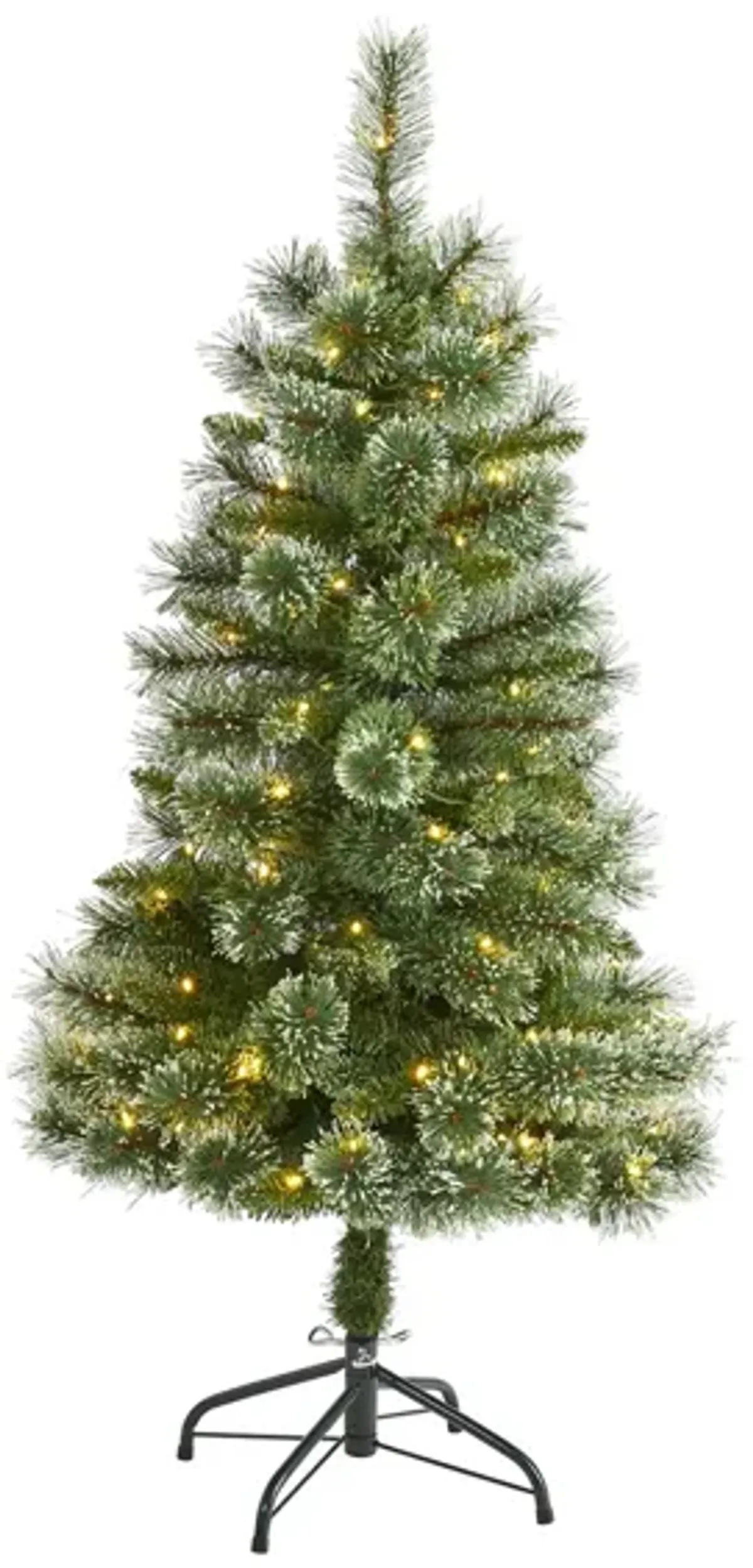 4ft. Pre-Lit Wisconsin Slim Snow Tip Pine Artificial Christmas Tree in Green by Bellanest