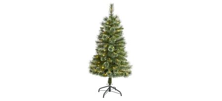 4ft. Pre-Lit Wisconsin Slim Snow Tip Pine Artificial Christmas Tree in Green by Bellanest