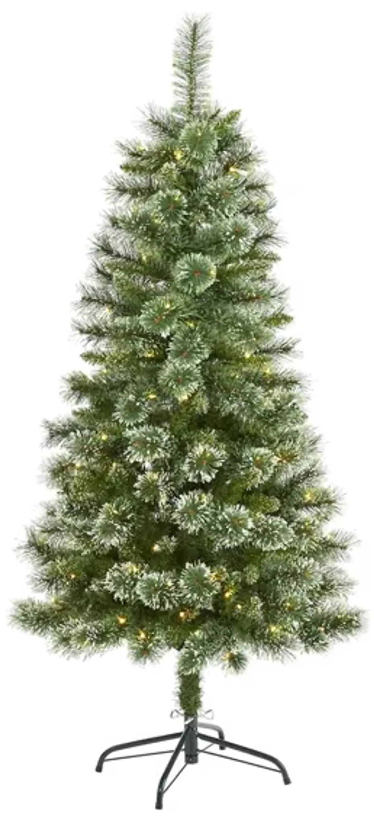 5ft. Pre-Lit Wisconsin Slim Snow Tip Pine Artificial Christmas Tree in Green by Bellanest