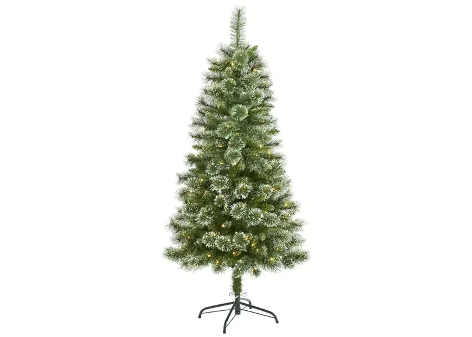 5ft. Pre-Lit Wisconsin Slim Snow Tip Pine Artificial Christmas Tree in Green by Bellanest