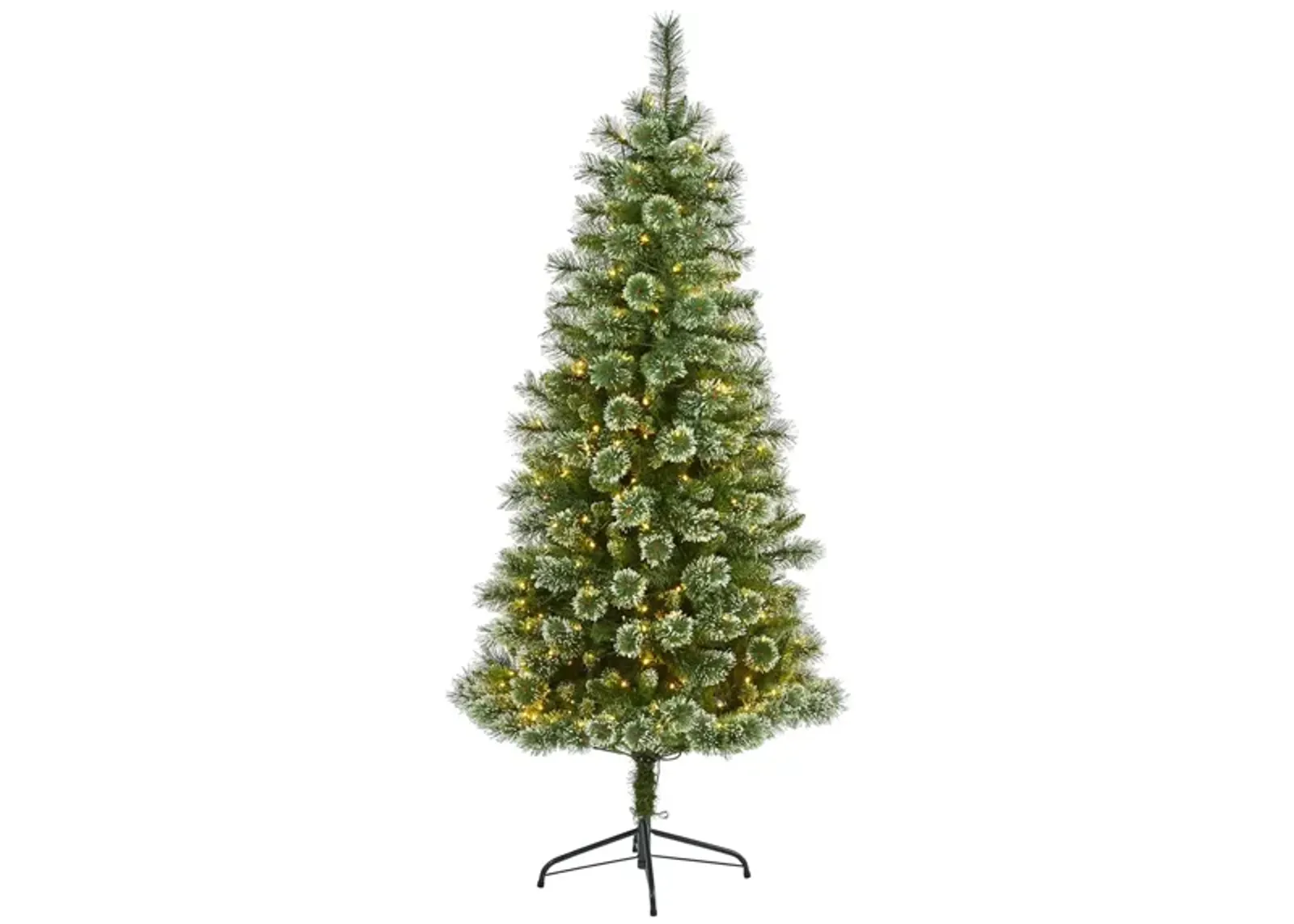 6ft. Pre-Lit Wisconsin Slim Snow Tip Pine Artificial Christmas Tree in Green by Bellanest