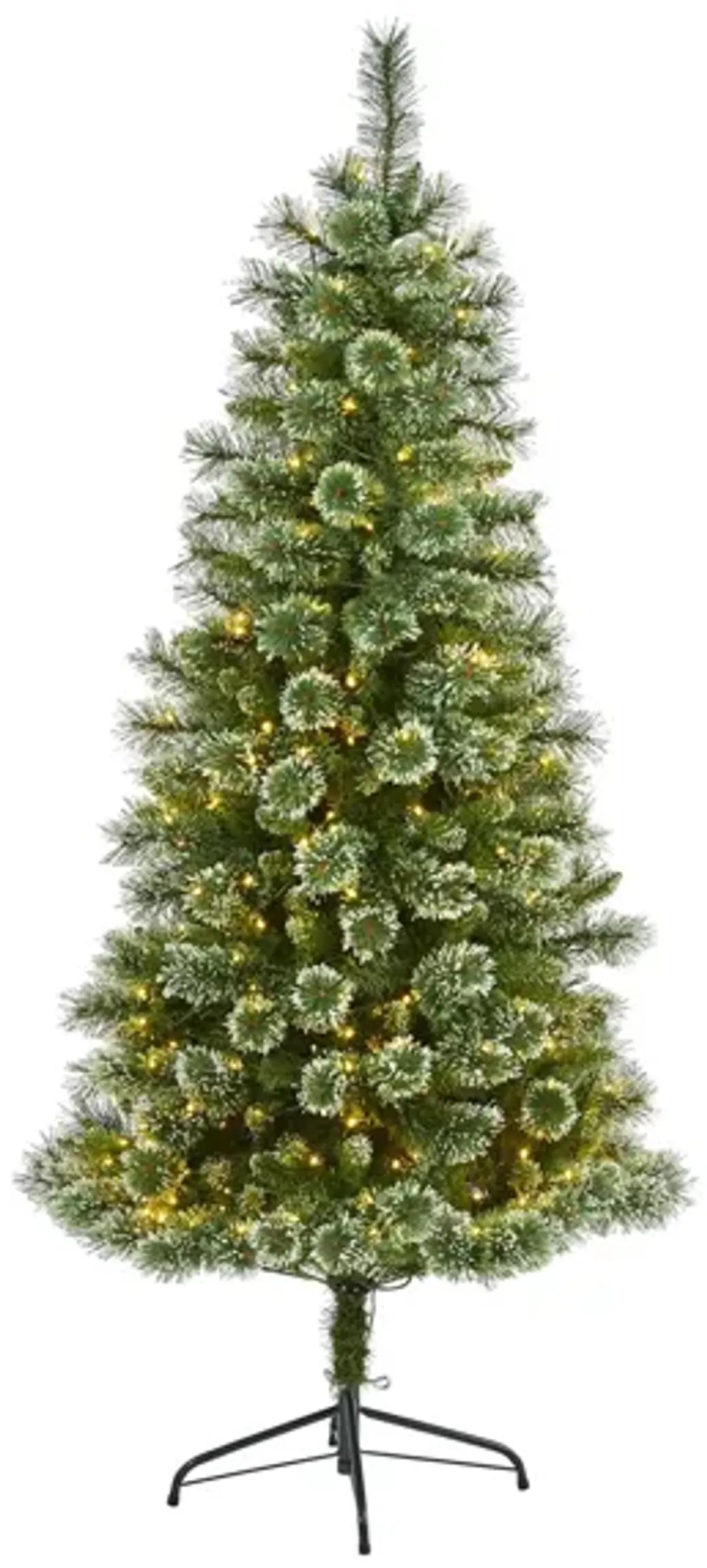 6ft. Pre-Lit Wisconsin Slim Snow Tip Pine Artificial Christmas Tree in Green by Bellanest